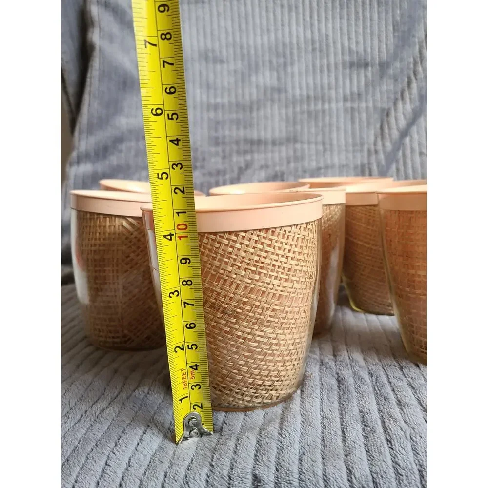 Lot of 8 vintage pink MCM Raffiaware burlap 4